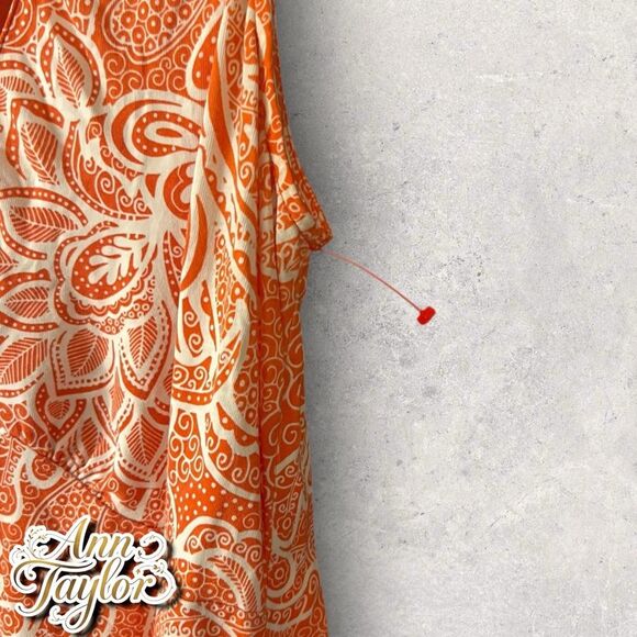 Preowned Ann Taylor Petites Sleeveless Orange V-Neck Top – Size SP - Picture 5 of 6